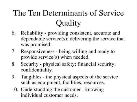 16 what are 10 determinants of service quality